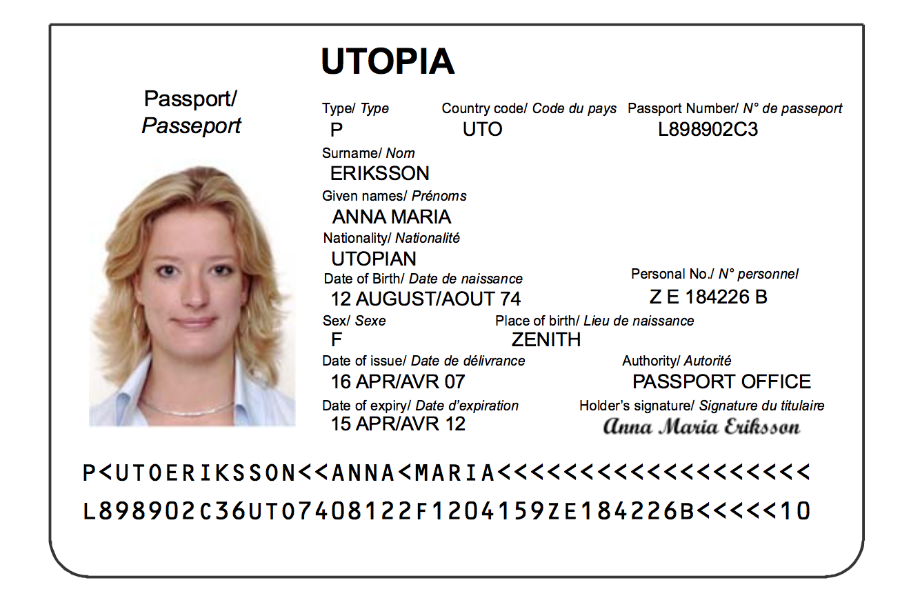 Sample Passport Image